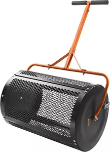 24 in Compost Spreader for Lawn Garden Peat Moss Roller with Double Side Latches - Picture 1 of 12