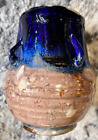 Signed Hand-Made Glazed Pottery Mug/Vase in Blue and Tan- Signed Ann