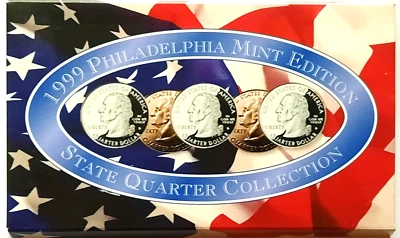 1999 Philadelphia Mint 5-Coin State Quarter BU Set w/ COA - Image 1 of 4