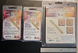3 neue TANDY LEDER STEMPELSETS 65 Stück Groß- & Kleinbuchstaben & Zahlen!! - Bild 1 von 11