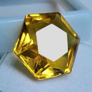 16+ Ct Natural Wonderful Hexagon Cut Yellow Topaz Brazilian Certified Gemstone - Picture 1 of 10
