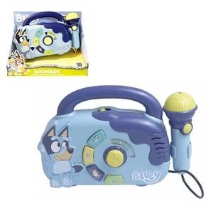 Boombox azul con luz y micrófono de trabajo para cantar - Imagen 1 de 4