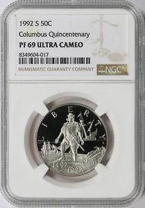 1992-S 50c Columbus Commemorative Half Dollar NGC PF69 Ultra Cameo - Picture 1 of 4