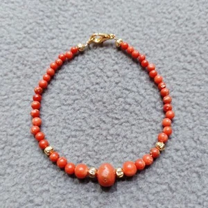 Pulsera Italia Coral Natural Cuentas Marinas Coral Rojo Sin Teñir Hecha a Mano Cuentas Pulsera - Imagen 1 de 8