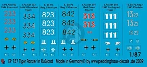 Marcas de tanque Peddinghaus 1/87 (HO) Tiger I y II Rusia 1943-1944 (7 tanques) 757 - Imagen 1 de 1