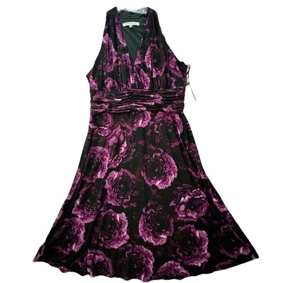 Vestido Halter Babydoll Vintage Y2K NUEVO Evan Picone Talla 16 Floral Hada Gótico Foto 1 de 4