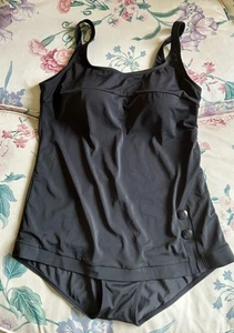 BLAIR VINTAGE SWIMSUIT BLACK ONE PIECE Sz 16 Side Buttons With Bra EUC CUTE - Picture 1 of 13