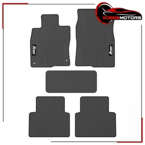 Fits 16-21 Honda Civic Latex Rubber Floor Mats Custom Fit Carpets Set 5PCS Black - Picture 1 of 7