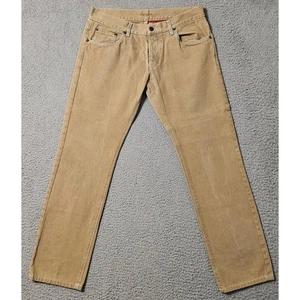 Pantalones de mezclilla para hombre Prada marrón con logotipo ajuste cónico botón mosca algodón talla 33x30 - Imagen 1 de 17