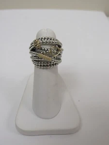 Designer LAGOS Sterling Silver 18k Caviar Icon Overlay Ring - Picture 1 of 7