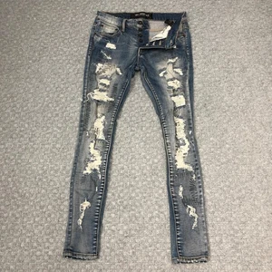 Valabasas Jeans Herren 29 Blau Distressed Ripped Skinny Button Fly Stretch Denim - Bild 1 von 14