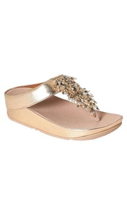 FitFlop Women's Rumba Beaded Sandal Sz 9 Rose Gold Bling  NEW - Image 1 of 4