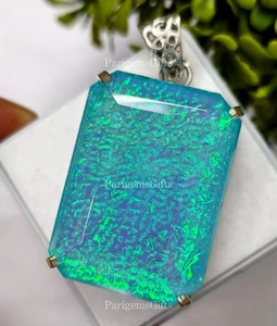 110+ Ct Doublet Monarch Fire Opal German Silver Solitaire Emerald Loose Gemstone - Picture 1 of 5