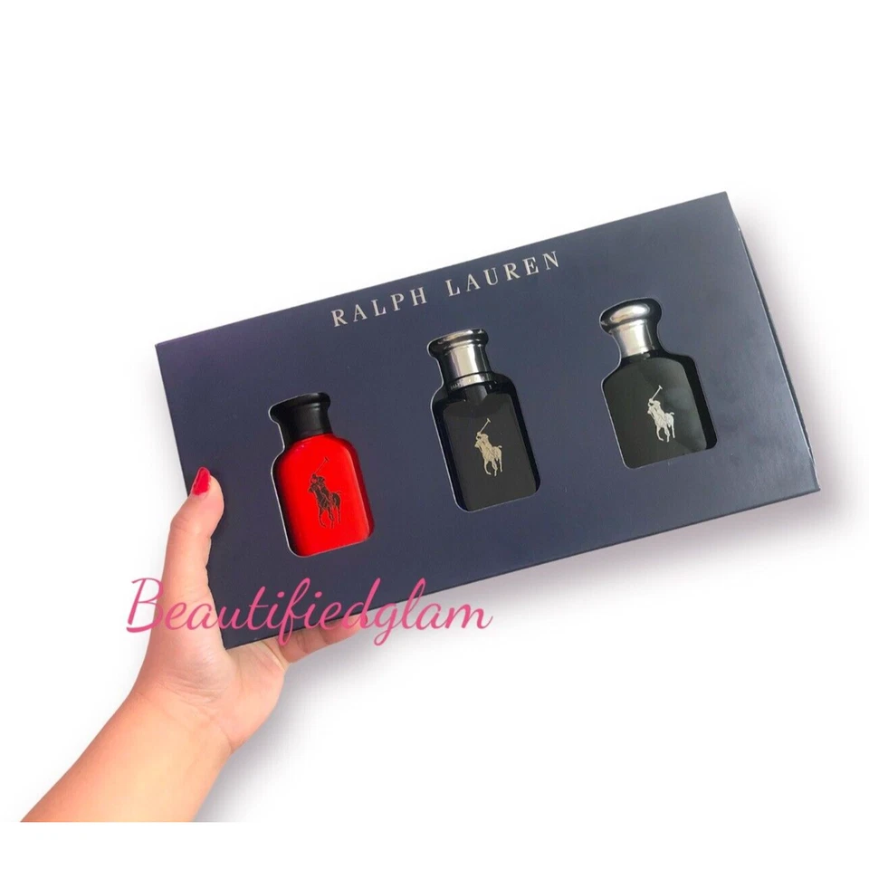Ralph Lauren Polo Juego de Regalo 3 Piezas POLO AZUL, NEGRO Y ROJO 40ML X 3 NUEVO Foto 1 de 3
