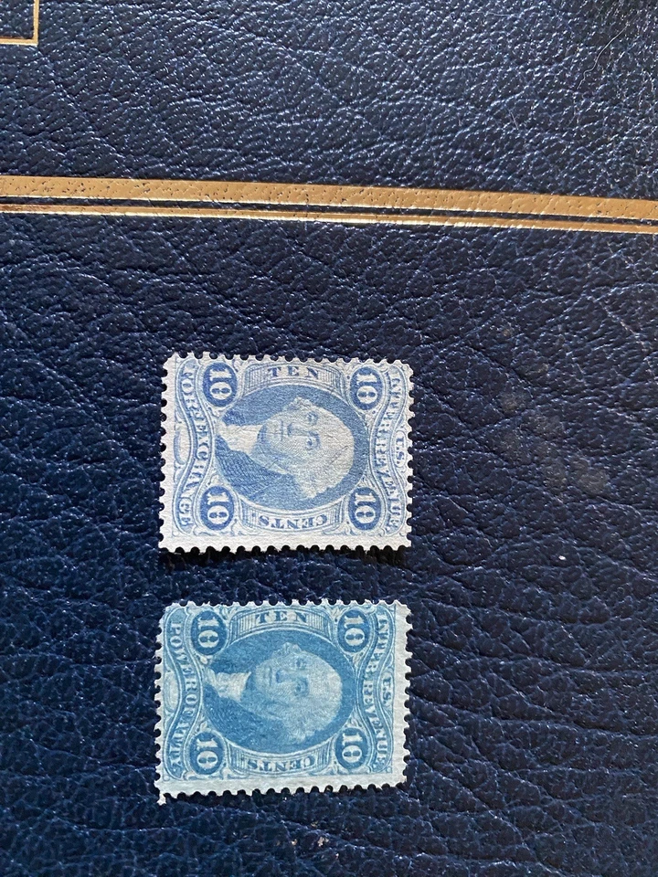 Lote de sellos de ingresos de Estados Unidos 10 centavos poder notarial y para. Exchange Ultramarine Foto 1 de 1