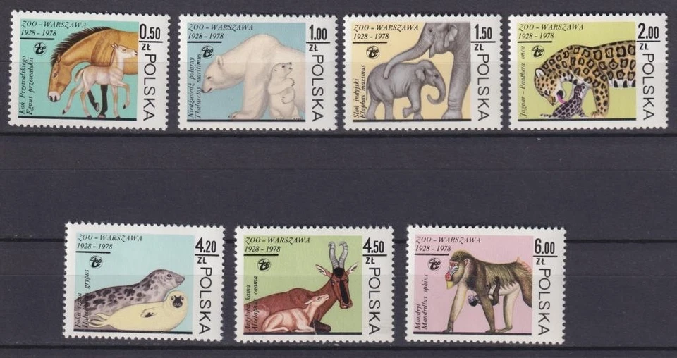Polonia 1978 Zoológico, fauna, animales salvajes, osos, elefantes, monos MNH** Foto 1 de 1