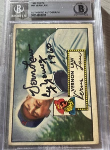 VERN LAW 1952 TOPPS #81 PITTSBURGH PIRATES Beckett BAS Signed Autograph Slabbed - Picture 1 of 2