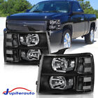 For 2007-2013 Chevy Silverado 1500 2500HD Black Housing Headlights Left & Right