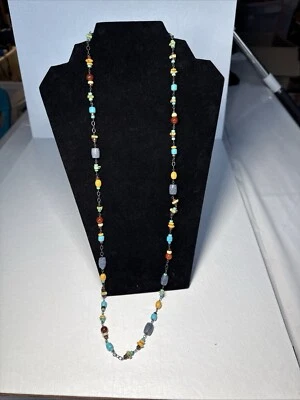 Collar Multi Piedra Silpada N1676, 35" Howlita, Jaspe, Coral, Ojo de Tigre Foto 1 de 4