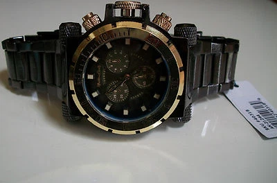 Reloj de Hip Hop Para Hombre Negro Hematita y Acabado Dorado Moda Elegante Fiesta Foto 1 de 4