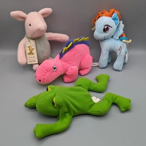 Small Plush Toys Lot, Gund Piglet Stuffins Dinosaur MLP Rainbow Dash Frog Beanie - Picture 1 of 22