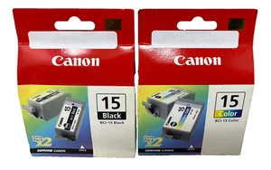 Canon BCI-15BK+BCI-15C 2 Doppelpack Original Schwarz + Farbe i70/i80 [A Box] - Bild 1 von 1