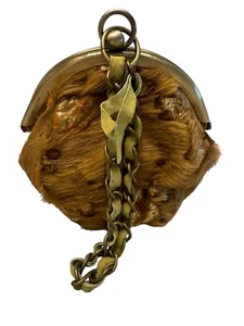 "Muñequera vintage con broche de piel de animal bolsa para monedas cartera correa de cadena de cuero 5""" - Imagen 1 de 8