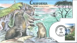 Collins pintado a mano 3438 California Seals Lighthouse Rocks - Imagen 1 de 1