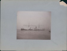 Vintage Passenger Steam Ship Under Way Sailing Off Coast In Fog Boats Photo 7X9
