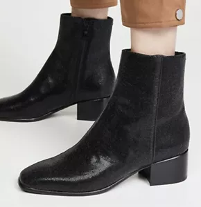 Rag & Bone Aslen Pebbled Embossed Leather Boots Booties Black Zip 38,5 8,5 NEU - Bild 1 von 12
