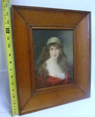 Quadro antigo Angelo ASTI litografia arte impressa art nouveau MULHER CARVALHO - Imagem 1 de 4