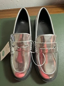 A New Day Women's Silver Jordan Loafer Memory Foam Insole Flats Size 8.5 - Picture 1 of 13