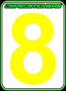 CAMS RACE CAR NUMBER DAY GLO YELLOW #8 DRIFT RALLY CIRCUIT RACING MOTORSPORT - Foto 1 di 5