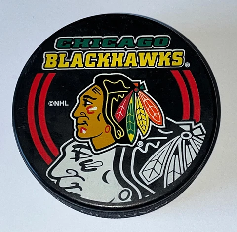 Chicago Blackhawks NHL Puck Official Licensed Product In Glass Co Cover