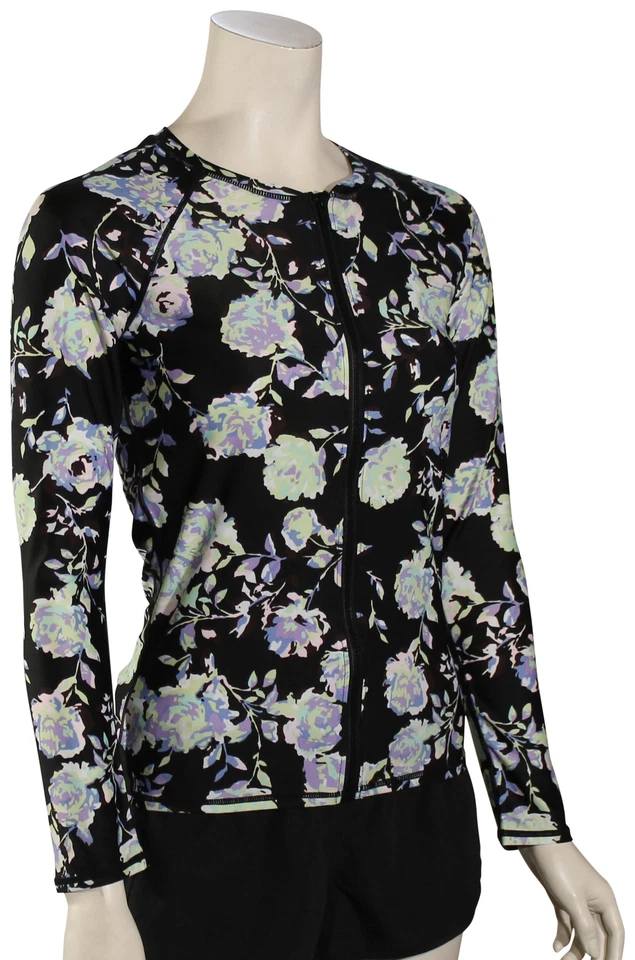 Volcom Noir U Sure Zip LS Women's Rash Guard - Black - New - Image 1 of 1