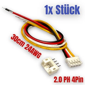 ✅ 1 Pieza 4Pin 2.0 PH 2.0mm Mini JST Plug + 30cm Cable 24AWG + Hembra Suelta ✅ - Imagen 1 de 13