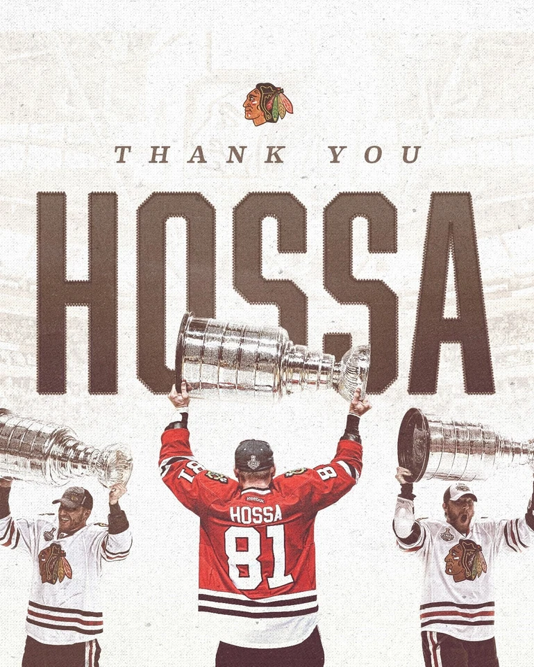 Marian Hossa 8x10 Photo NHL Chicago Blackhawks 81 Tribute Thank You Stanley Cup - Image 1 of 1