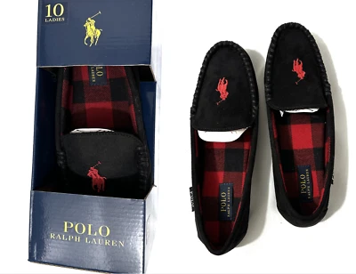Polo Ralph Lauren Mujer Dezi V Mocasín Zapatilla En Negro Talla 10 NUEVO Foto 1 de 4