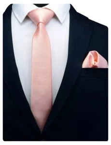 Juego de corbata de seda rosa rubor y pañuelo cuadrado de bolsillo corbata pañuelo - Imagen 1 de 1
