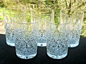 Vintage Set x5 Thomas Webb Crystal Wellington Pattern 9oz.Tumblers 4 1/4" - Picture 1 of 9