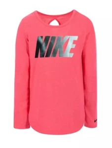Nike Girls 6-6x Long Sleeve Keyhole High Low Graphic T-Shirt Pink NWT - Picture 1 of 2