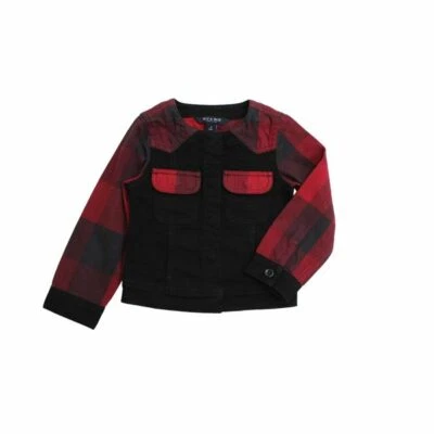 blu & blue alana scottish jacket NWT Size 4 Years Black Denim Red Plaid - Image 1 of 4