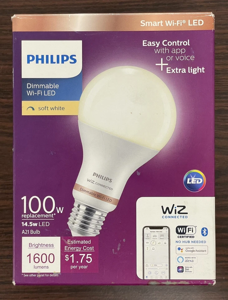 Philips Smart Wi-Fi LED Wiz Connected Light Bulbs Soft White Cool 14.5w A21 100W - Image 1 of 1