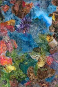 Undersea Tile Mural Phyllis Neufeld Abstract Art Ceramic Backsplash PNA032 - Picture 1 of 4