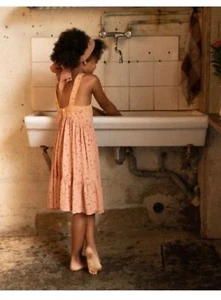 Nwt Emile et Ida Paris Floral French Boho Sun Dress Peach Pink 12 Doen Bonpoint - Picture 1 of 21