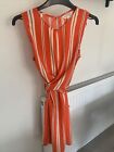 Womens Miss Selfridge Orange Mix Stripe Sleeveless Summer Dress Size Uk 8