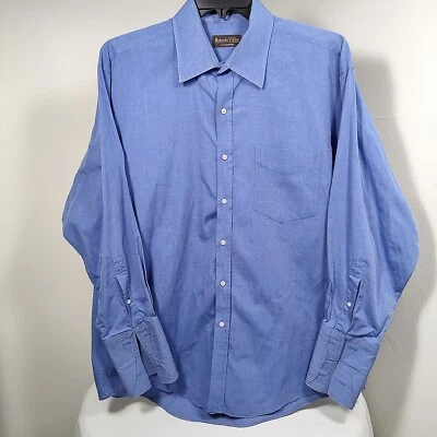 Camisa de vestir con botones Roberto Villini Collezione para hombre XL 17 azul aguja única  Foto 1 de 4