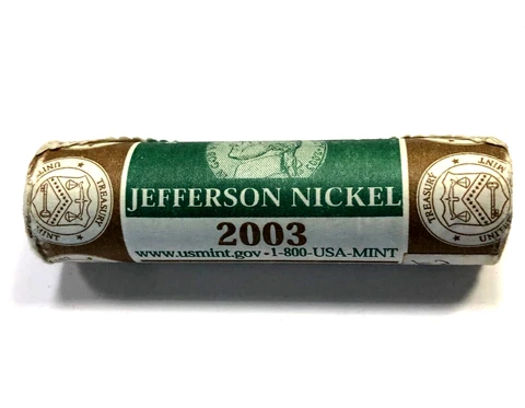 2003 P Jefferson Nickel Original Mint Wrapped Rolls Uncirculated Cover