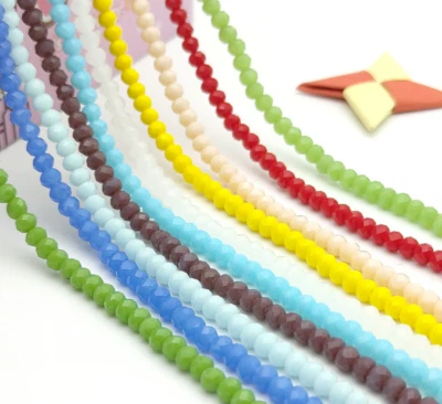 2020 Wholesale Faceted Rondelle Crystal Glass Beads Loose Beads Size:4/6/8