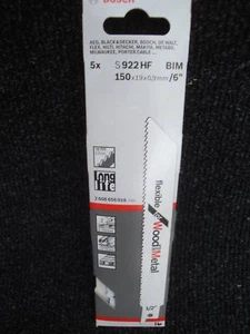BOSCH S922HF RECIP SAW BLADES FOR WOOD & METAL 2608656016 pack x 5 - Picture 1 of 1